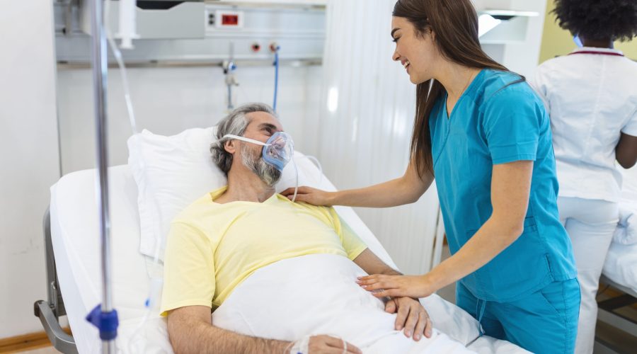 Woman doctor service help support discussing and consulting talk to senior patient and holding hands at meeting health medical care express trust concept in hospital. healthcare and medicine